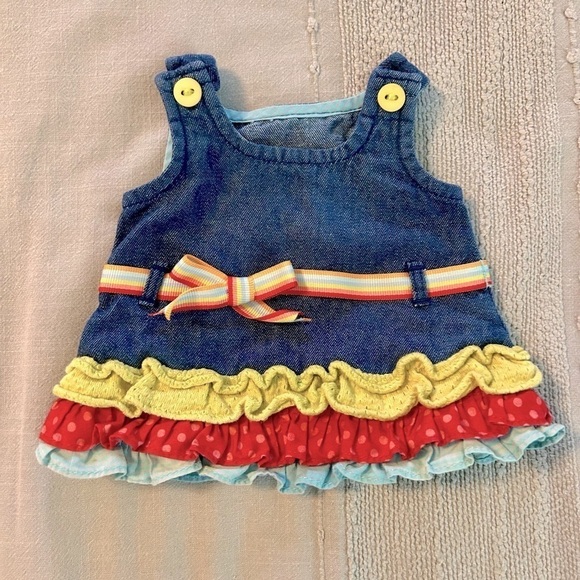 American Girl Denim Dress with Yellow and Red Accents bitty and 18 inch - Picture 1 of 2